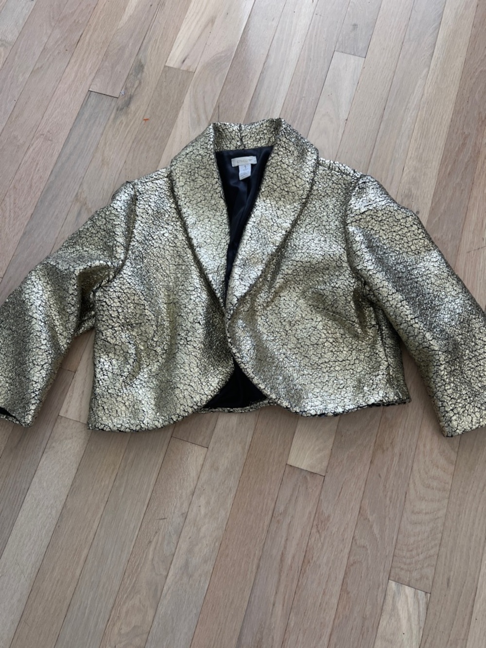 Chico's Gold Metallic Cropped Blazer